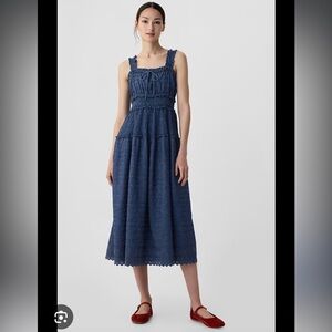 Gap x Doen denim eyelet midi dress XS